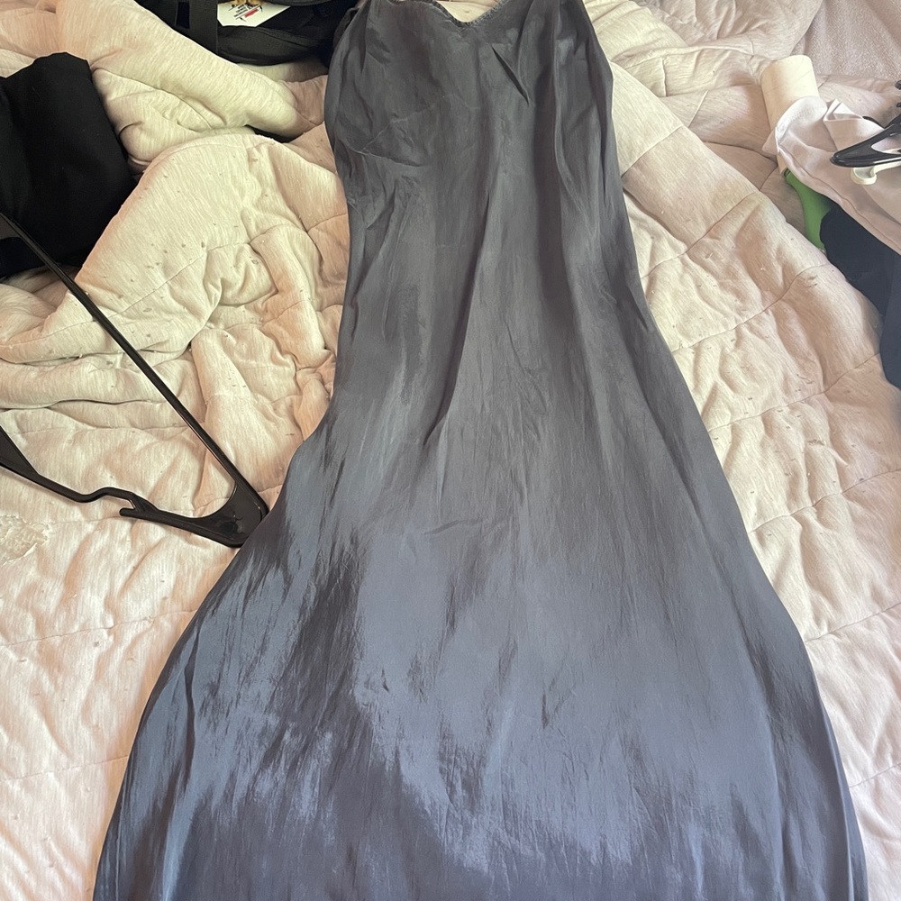 Elegant Gray Satin Slip Dress